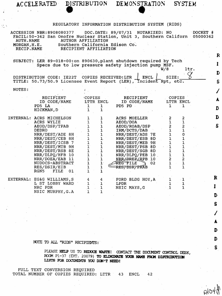 Mechanical Seal Failure Report LER 89-008 | PDF | Nuclear Technology ...