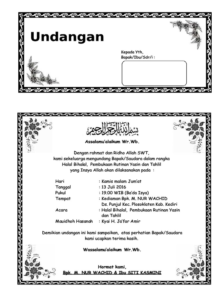 Surat Undangan Yasinan | PDF