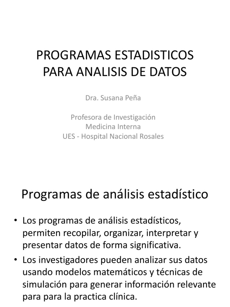 Programas Estadisticos para Analisis de Datos Clase Modulo II Curso de  Investigacion Ues | PDF | Spss | Estadísticas