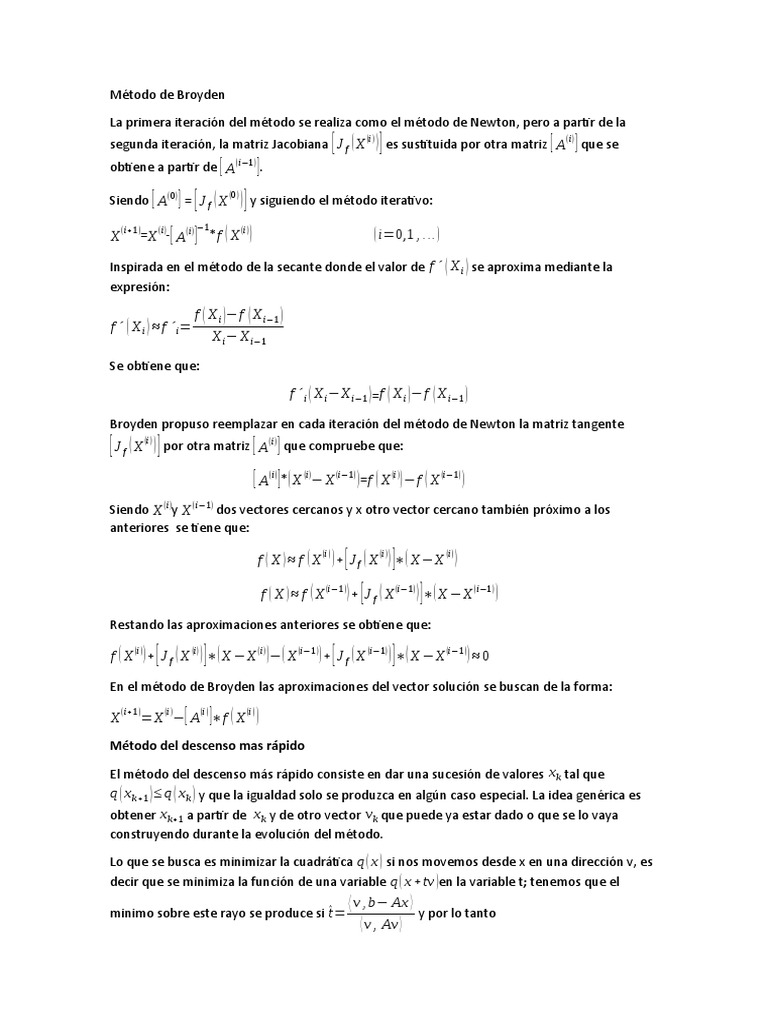 Método de Broyden | Descargar gratis PDF | Algoritmos | Objetos matemáticos