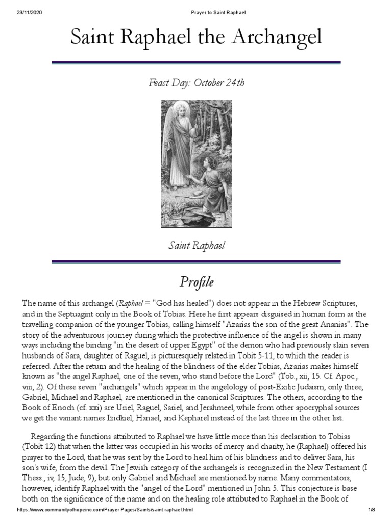 The Story of Saint Raphael the Archangel | PDF | Religious Belief And ...