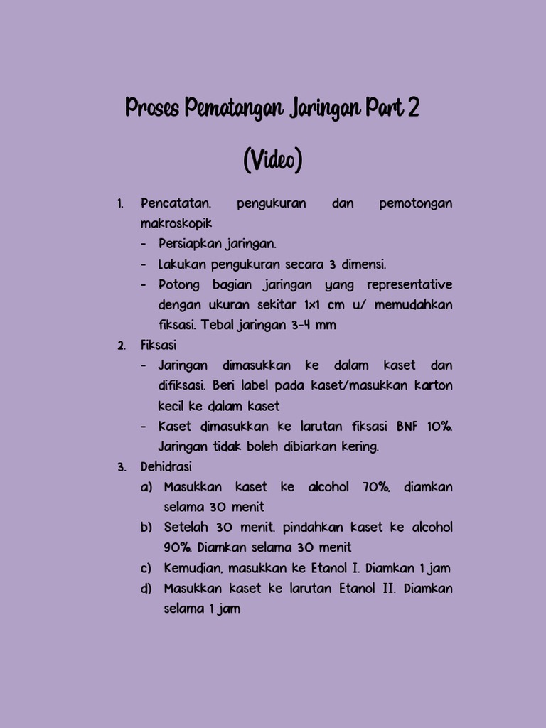 TEKNIK PEMATANGAN JARINGAN SECARA HISTOLOGI | PDF