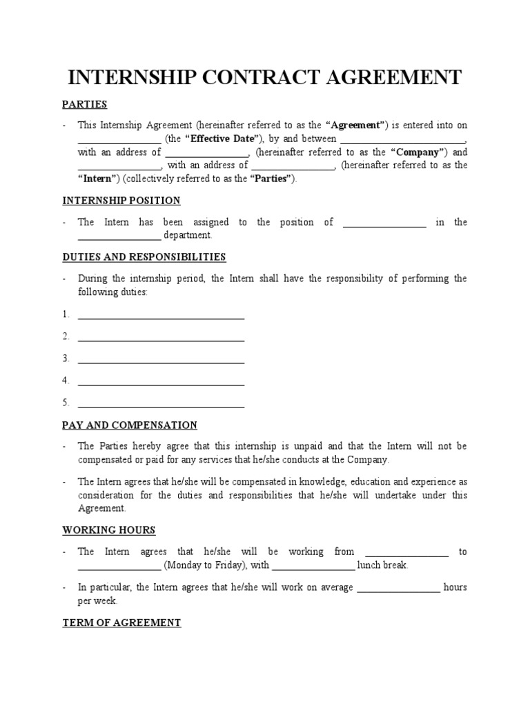 Internship Contract Agreement: Parties | PDF | Intellectual Property ...