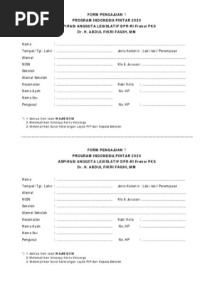 FORM PENGAJUAN PIP 2020