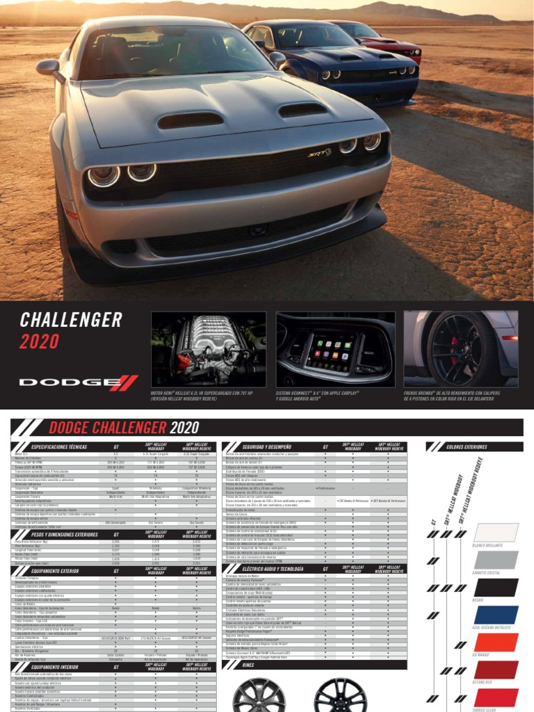 2020 Dodge Challenger SRT 取扱説明書セット Dodge Challenger 2020 Ficha Tecnica | PDF | Tecnología de