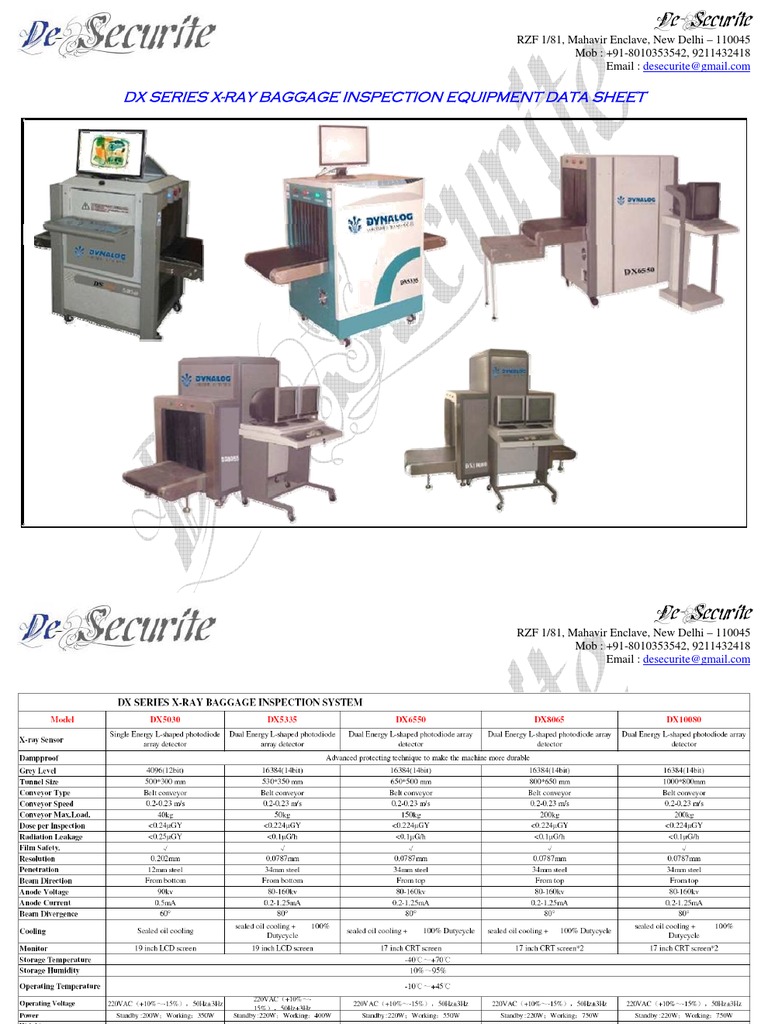 DX Series X-Ray Baggage Scanners | PDF