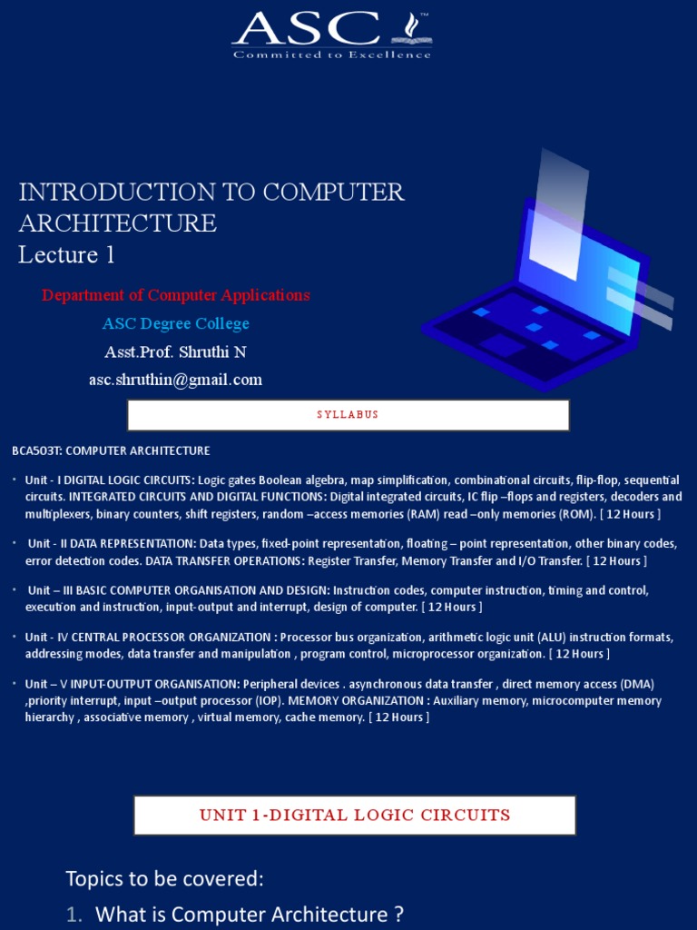 Introduction To Computer Architecture: ASC Degree College | PDF ...