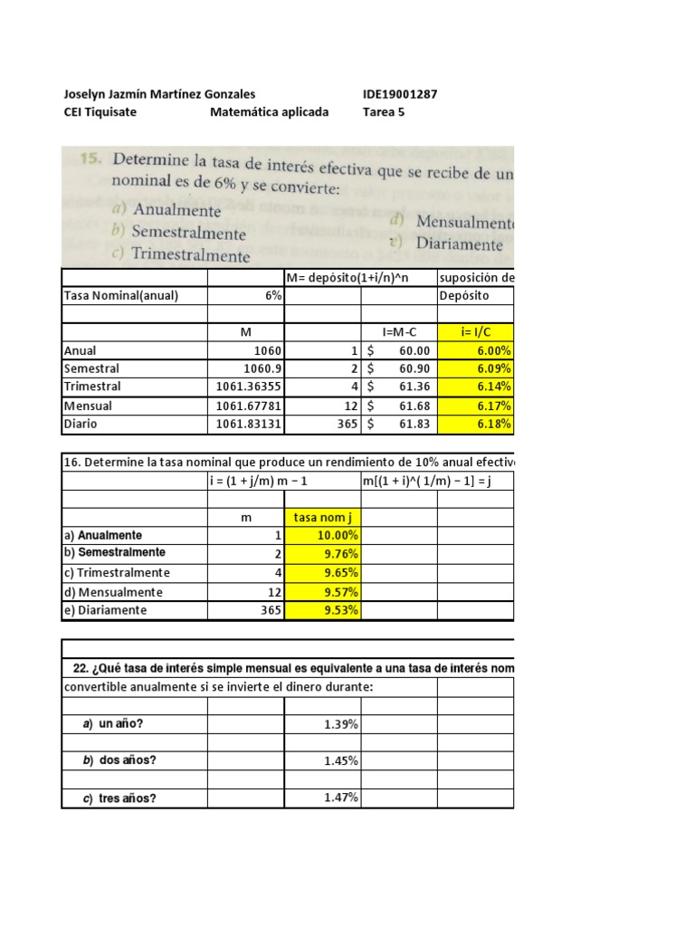 Tasa de Interés y Depósitos en Matemáticas | PDF | Tasas de interés ...