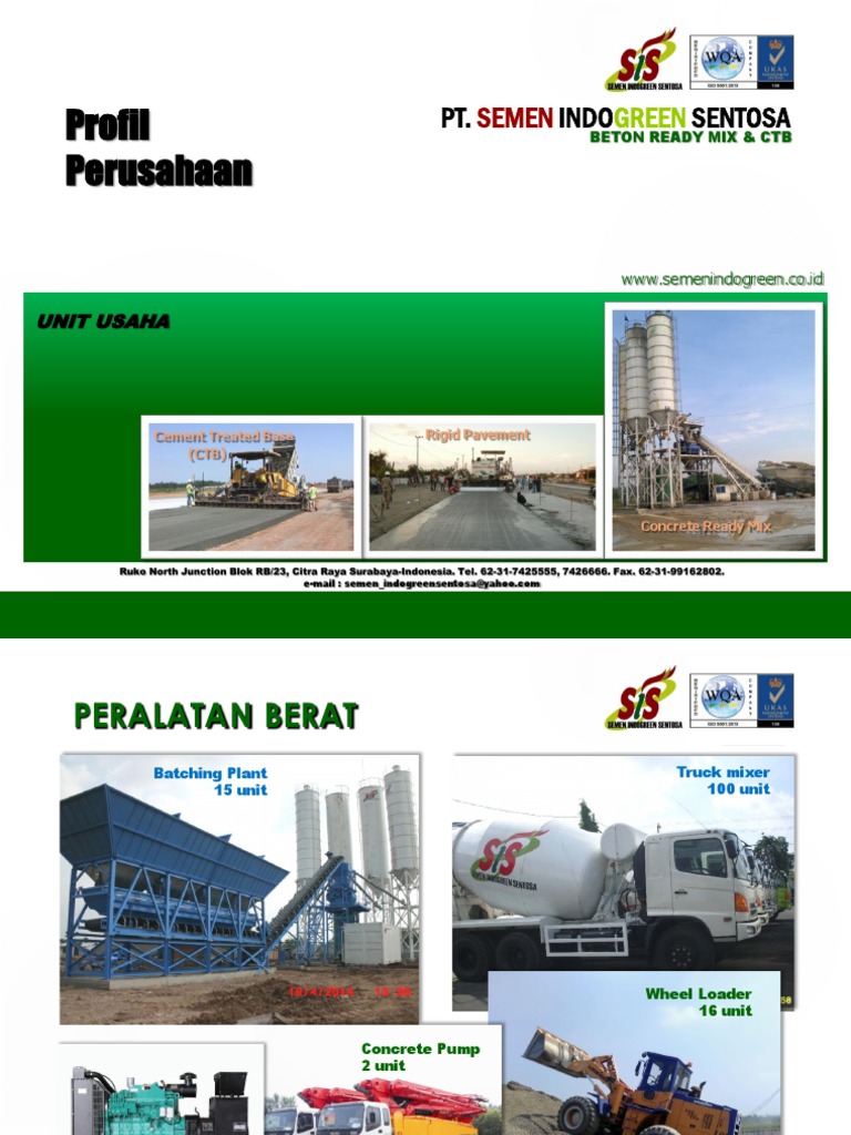 Profil Perusahaan Semen Indogreen Sentosa | PDF