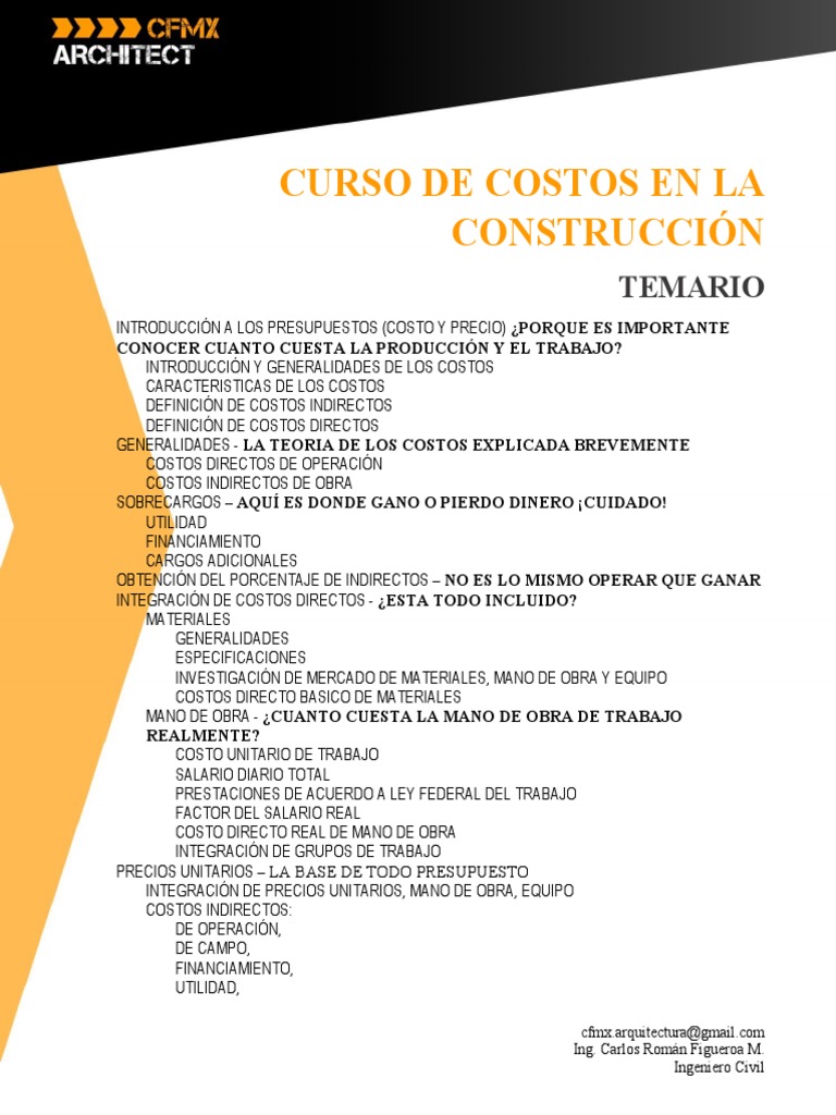 Curso de Costos en Construcción | PDF | Costo | Presupuesto