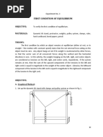 First Condition of Equilibrium: Objective