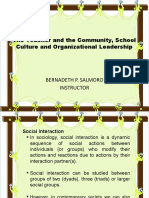 The Teacher and The Community, School Culture and Organizational Leadership