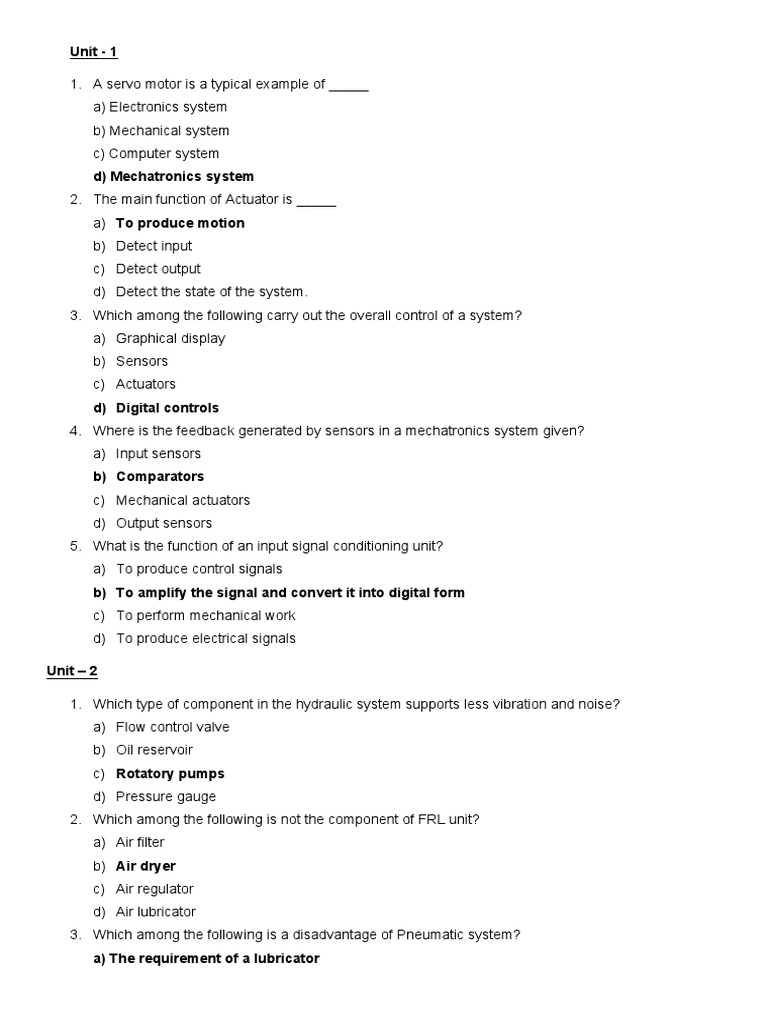 MCQ Collection PDF Actuator Electronics