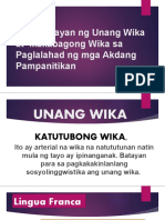 Ugnayan NG Unang Wika at Makabagong Wika Sa Paglalahad NG Makabagong