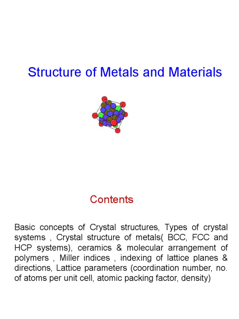 Metal Crystal Structures Explained | PDF | Crystal Structure | Polymers