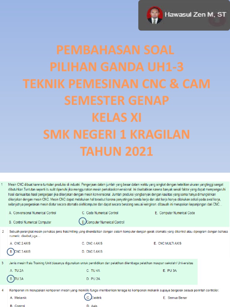 Soal Cnc Pilihan Ganda Kelas Xi