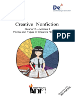 Creative Nonfiction: Quarter 2 - Module 3 Forms and Types of Creative Non Fiction
