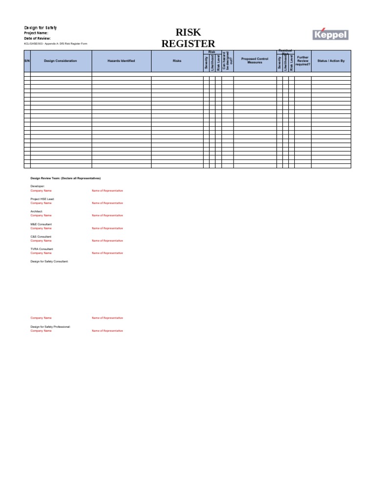 Design for Safety Risk Register Template | PDF | Safety | Workplace