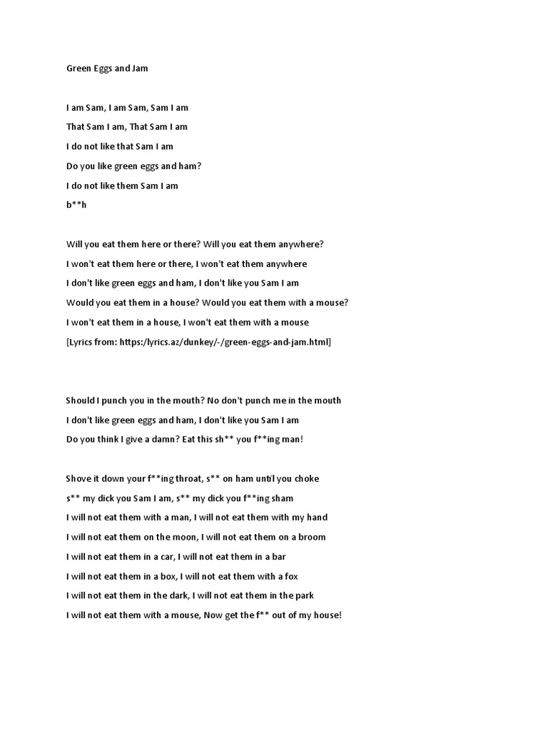 Green Eggs and Jam PDF Food And Drink Foods