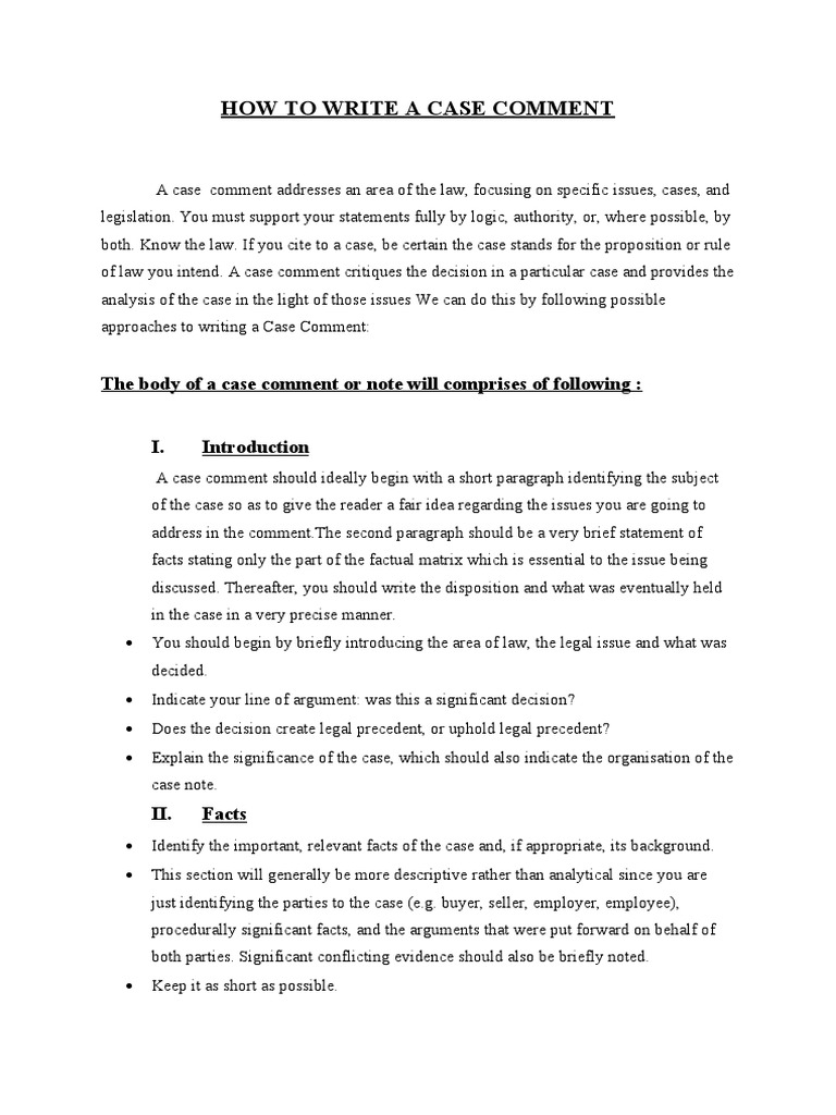 1 How To Write A Case Comment PDF Precedent Judgment (Law)