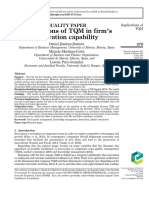 Implications of TQM in Firm 'S Innovation Capability: Quality Paper