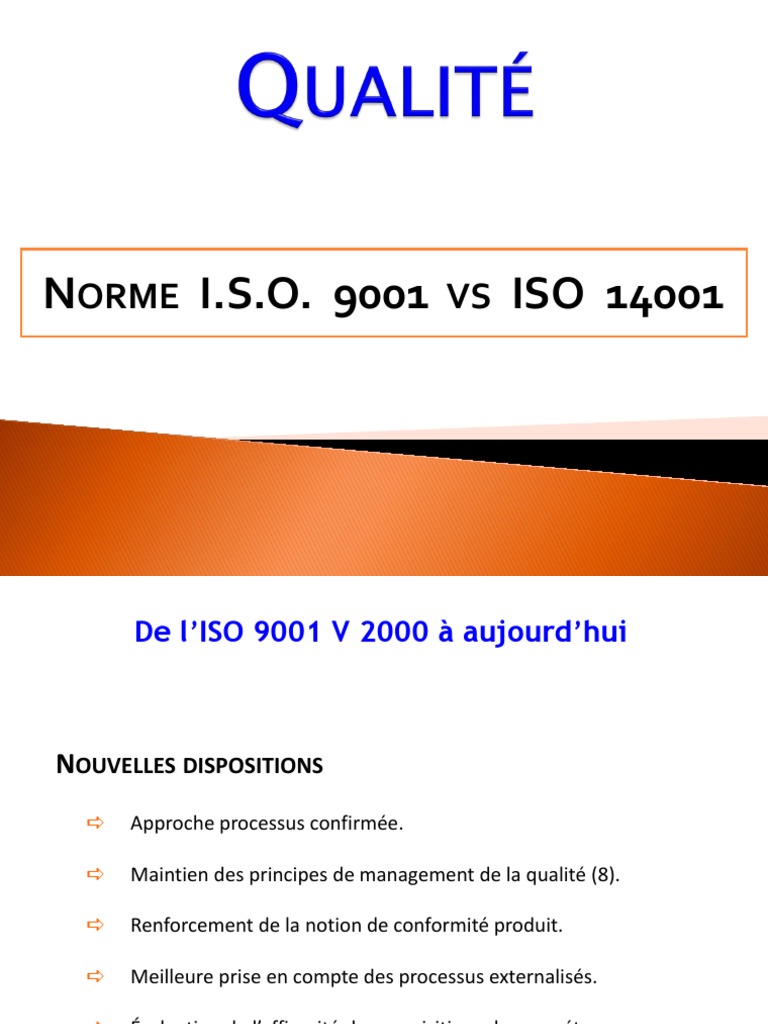 Comparaison ISO 9001 et ISO 14001 | PDF | Système de management de la ...