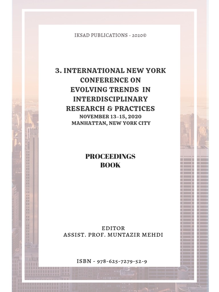 3rd International New York Conference On Evolving Trends in Interdisciplinary Research and Practices Bildiri Kitabı PDF Business