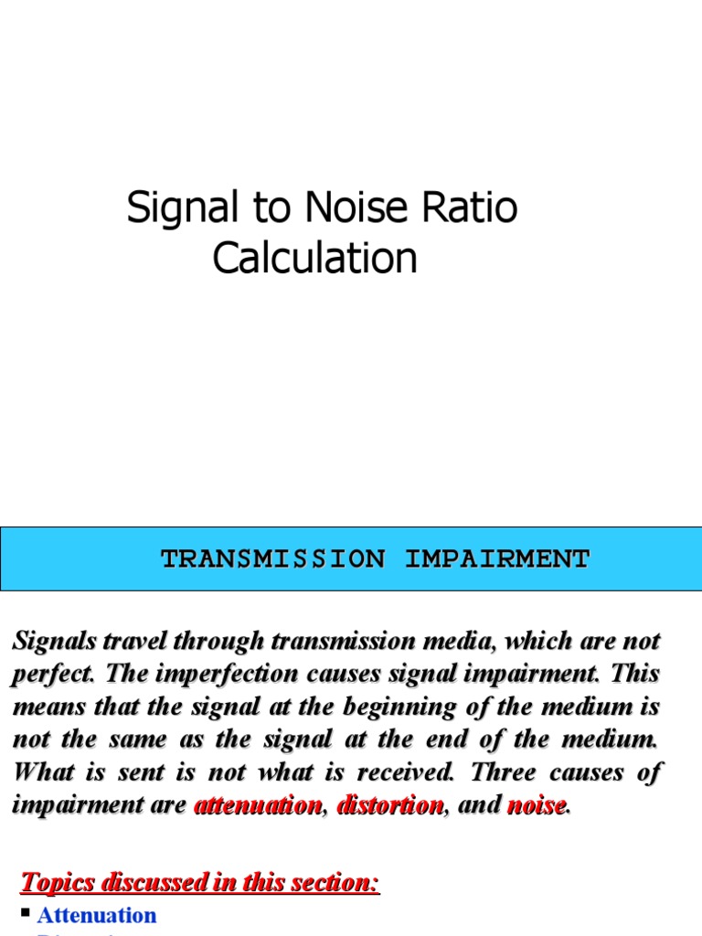 Signal to Noise Ratio Calculation Guide | PDF | Decibel | Signal To ...