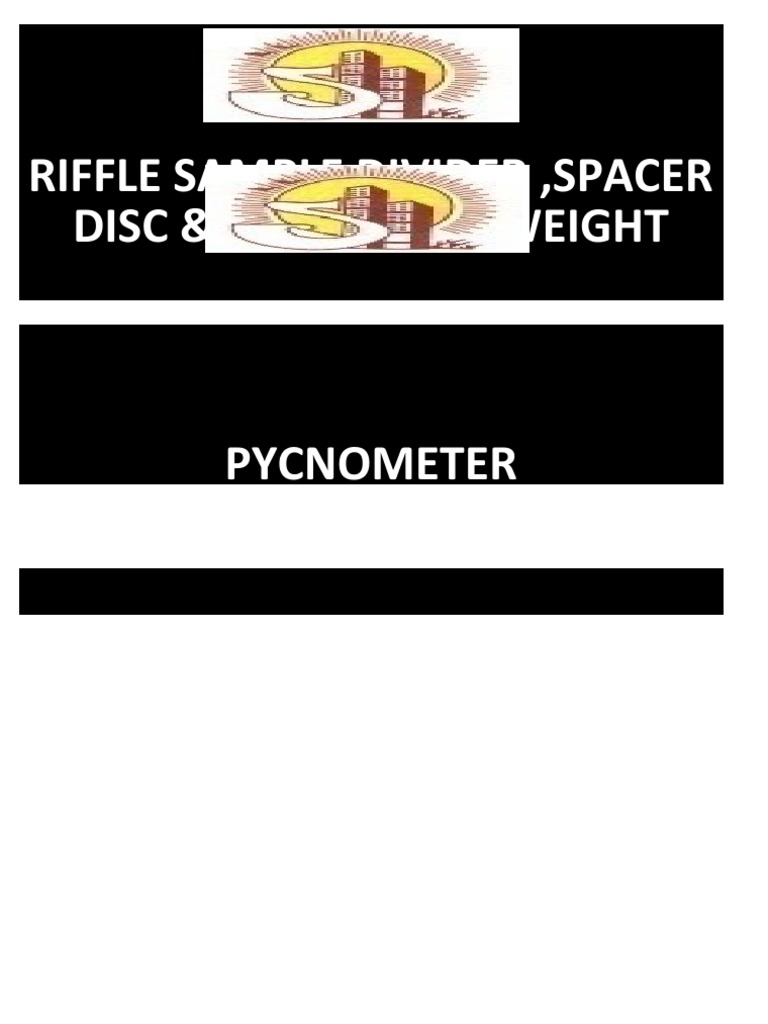 Riffle Sample Divider, Spacer Disc & Surcharge Weight | PDF