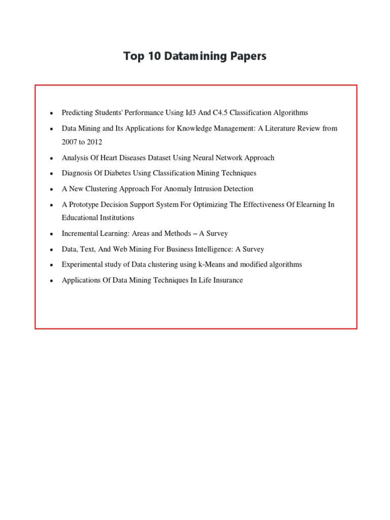 Top 10 Data Mining Papers | PDF | Data Mining | Cluster Analysis