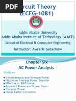 Circuit Theory (Eceg-1081) : Addis Ababa University Addis Ababa Institute of Technology (Aait)