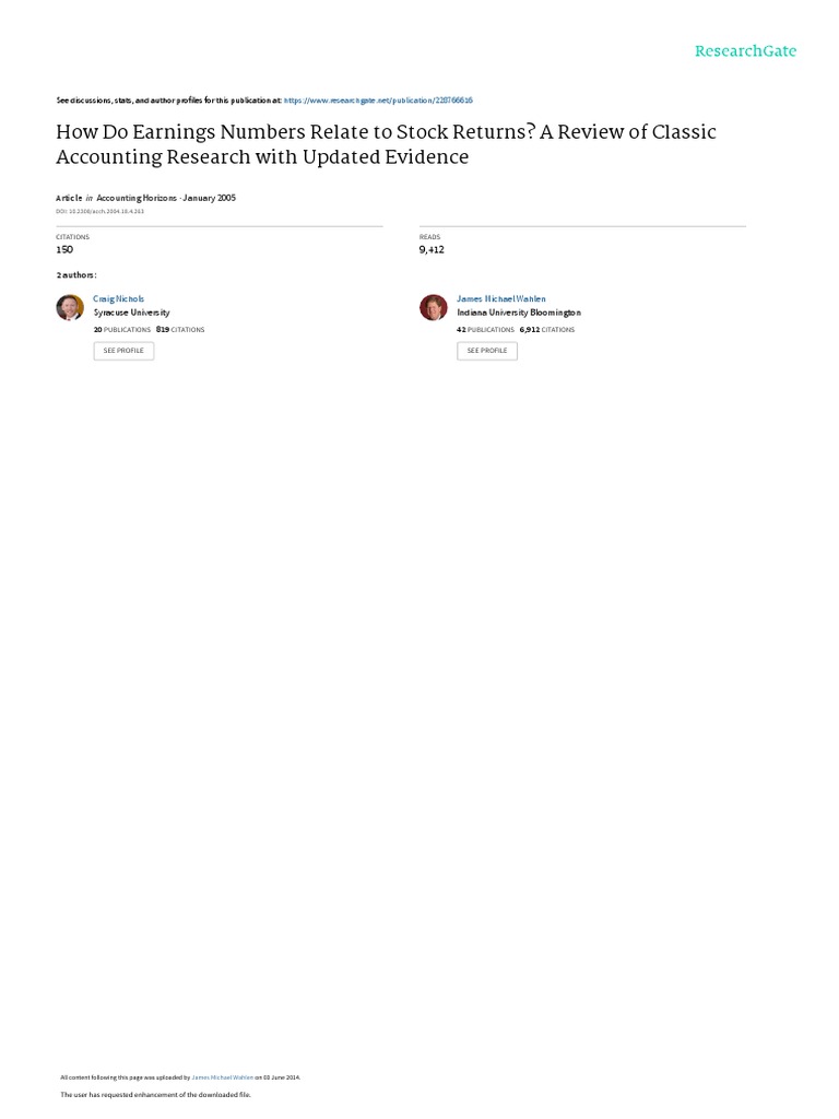 How Do Earnings Numbers Relate To Stock Returns A | PDF | Dividend ...