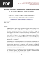 Feasibility Assessment of Remanufacturing, Repurposing, and Recycling of End of Vehicle Application Lithium-Ion Batteries