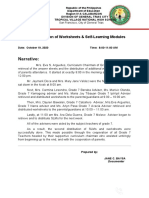 Narrative:: Distribution of Worksheets & Self-Learning Modules