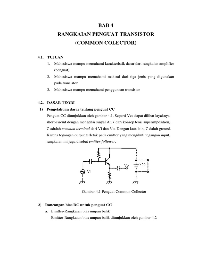 Rangkaian Penguat Common Collector | PDF | Metode & Bahan Ajar | Sains ...