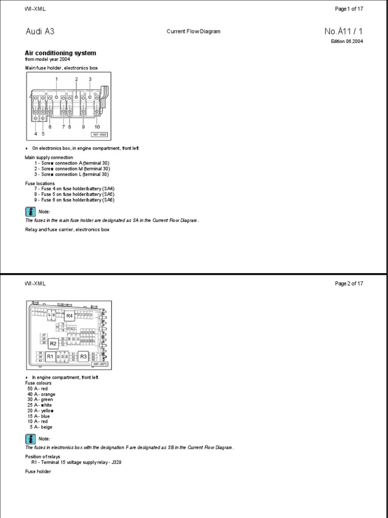 Audi A3 AC Wiring | PDF | Fuse (Electrical) | Electrical Connector