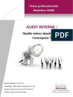 Memoire MBA Audit Et Management Des Risques Et Des Assurances de l Entreprise ESA Audit Interne Quelle Valeur Ajoutee Pour l Entreprise Madeline Cidre 2011 2012