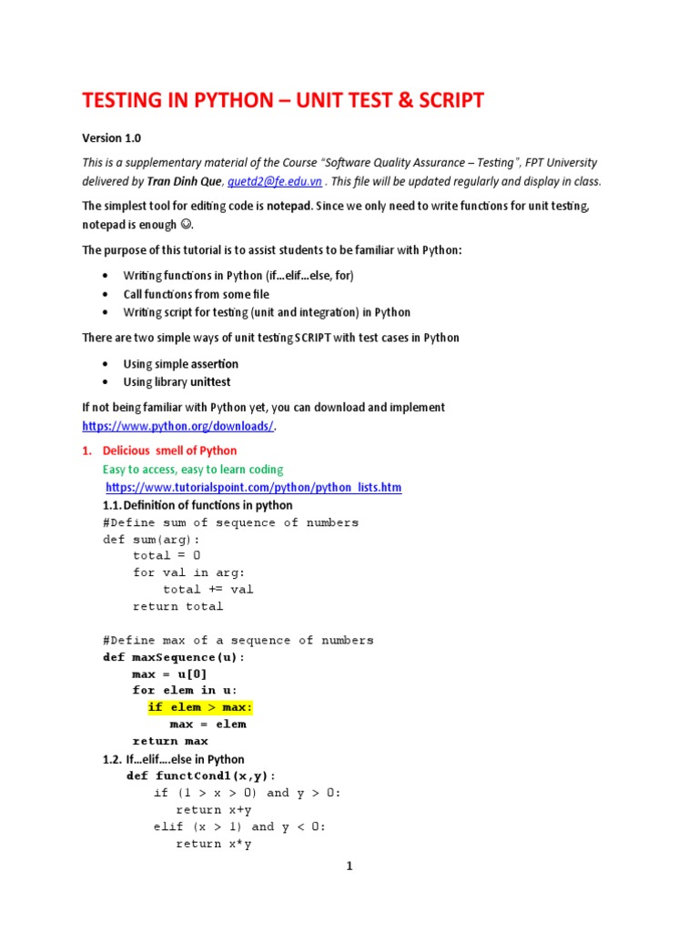 guideUnitTestingPython | PDF | Unit Testing | Python (Programming Language)