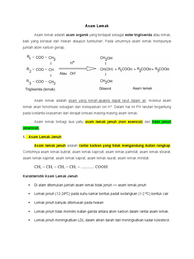 Asam Lemak Jenuh Dan Tak Jenuh | PDF