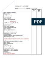 Specimen of Cost Sheet and Problems-Unit-1 Cost Sheet