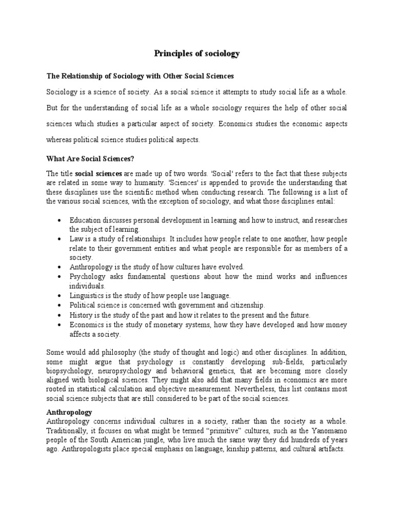 Principles of Sociology (Samia) PDF Social Science Anthropology