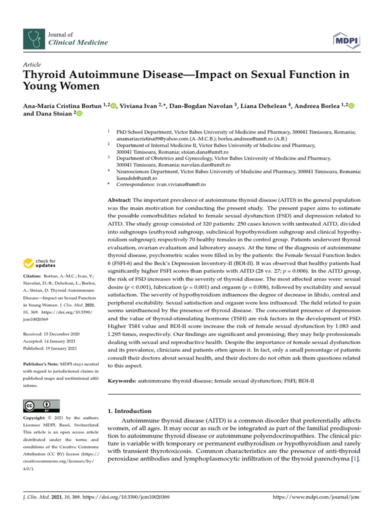 Thyroid Autoimmune Disease-Impact On Sexual Functi | PDF | Thyroid ...