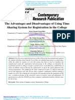 The Advantages and Disadvantages of Using Time Sharing System For Registration in The College