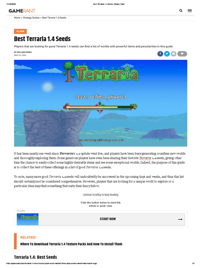 Best Terraria 1.4 Seeds - Game Rant, PDF, Leisure
