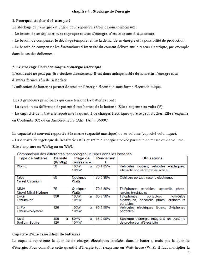 Stockage de l'énergie : Méthodes et Applications | PDF | Stockage de l ...