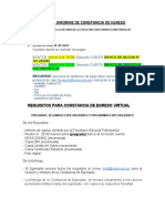 Requisitos para Informe de Constancia de Egreso y Constancia de Egreso