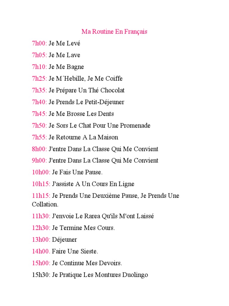 Ma Routine Quotidienne en Français | PDF