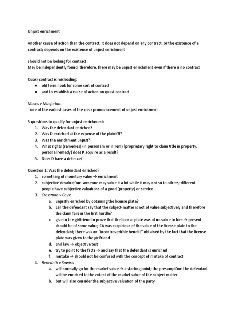 Unjust Enrichment Meaning In Law