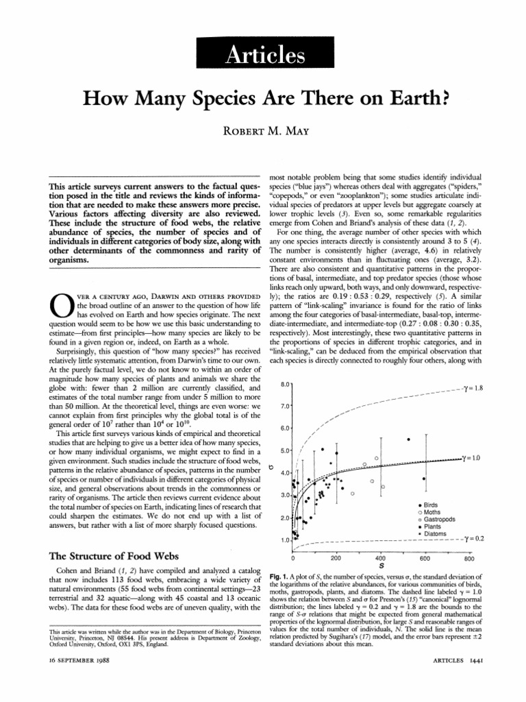 Articles: How Many Species Are There On Earth? | PDF | Species | Habitat