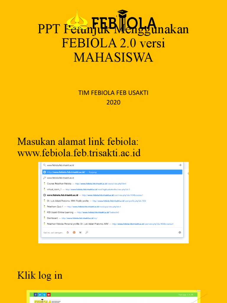 Panduan Penggunaan FEBIOLA 2.0 Mahasiswa | PDF